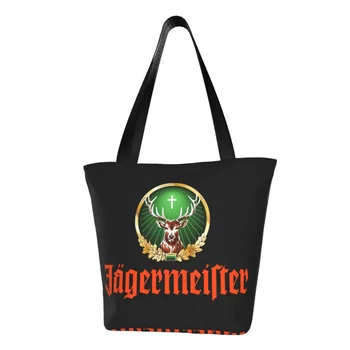 Модная сумка-тоут с логотипом Jagermeister для покупок, холщовая сумка для покупок через плечо