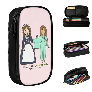 Пенал Enfermera En Apuros, Прекрасная сумка для ручек для здоровья, для девочек И мальчиков, Для хранения больших школьных подарков для студентов, Пеналы для карандашей