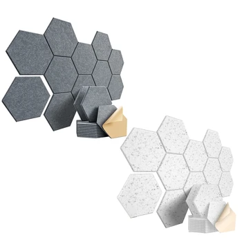 1 комплект самоклеящихся звукоизоляционных пенопластовых акустических панелей 12X10X0,4 дюйма шестиугольной формы, серого цвета Drak