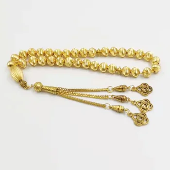 Золотые металлические бусины Tasbih Подарок на Рамадан мусульманские аксессуары турецкая бижутерия исламский подарочный браслет