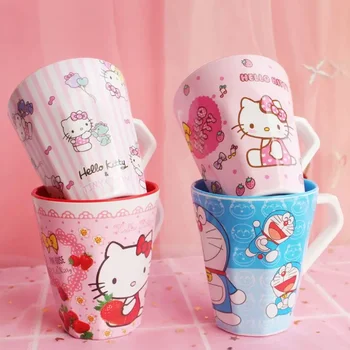 Аниме Kawaii Sanrio Hello Kitty Чашка для полоскания рта Girl Cute My Melody Бытовая Чашка для зубов Пара Портативных пластиковых чашек для мытья посуды в подарок