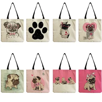 Женская сумка-тоут большой емкости с милым животным, настраиваемая сумка через плечо, Летняя мода 2022, Уличные пляжные сумки с мультяшным принтом собаки