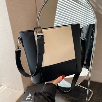 Простые женские сумки-мессенджеры, тренд 2023, контрастный цвет, сумка через плечо из искусственной кожи в стиле ретро, высококачественная сумка через плечо