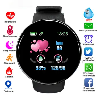 Мужские Смарт-Часы Женский Смарт-Браслет LED D18 Smartwatch Водонепроницаемый Смарт-Браслет С Сенсорным Экраном Smartband Inteligente Для XiaoMi