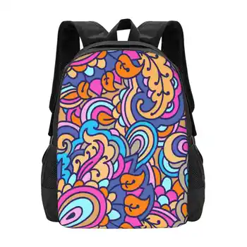 Абстрактный узор, 3 школьных рюкзака большой емкости, сумки для ноутбуков, Векторная абстракция, Бесшовная флора, Лето, Красочные