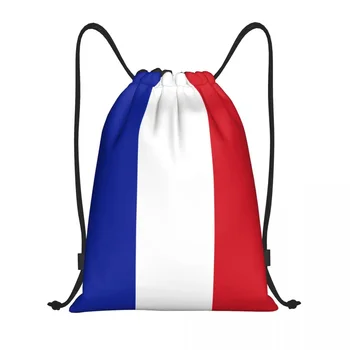 Сумка с изображением флага Франции на шнурке для мужчин и женщин, портативный спортивный рюкзак для спортзала, Французские гордые рюкзаки для хранения