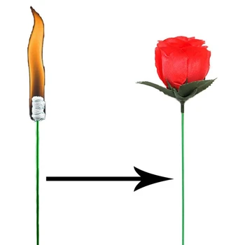 10ШТ Огненный фокус С розой, появляющееся волшебное пламя, реквизит цветочного фокусника для подружки / свадебных шоу или Дня Святого Валентина