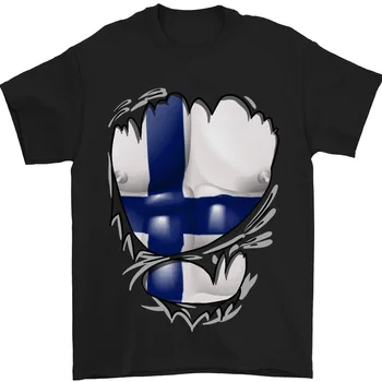 Мужская футболка Gym Finnish Flag Ripped Muscles Finland из 100% хлопка