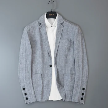 Новое поступление, высококачественная осенняя льняная рубашка, мужское молодежное модное повседневное легкое пальто, повседневный маленький костюм, Размер M, L, XL, 2XL, 3XL
